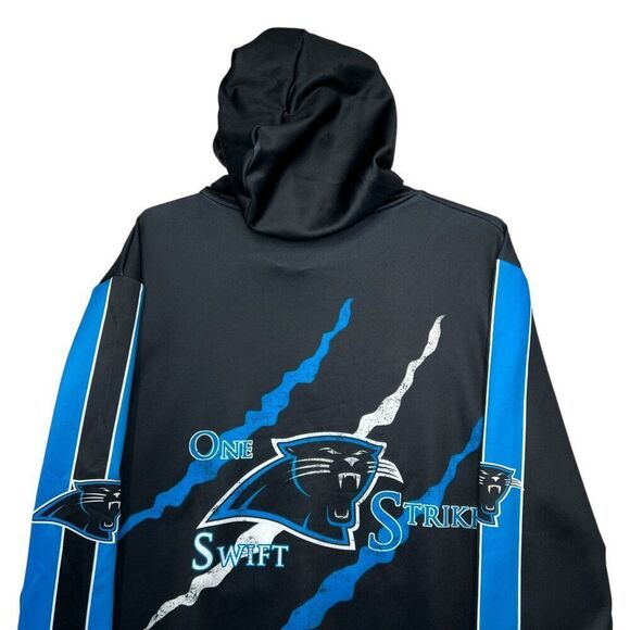 NFL Carolina Panthers Hoodie Mens Size XL Black Blue One Swift Strike Sweatshirt - Picture 6 of 8